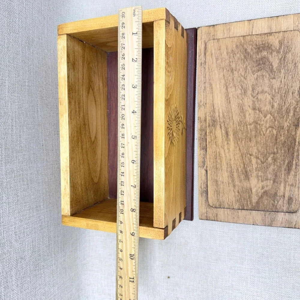 Handmade Wood Burned Floral Keepsake Box Botanical Pyrography Decorative Chest
